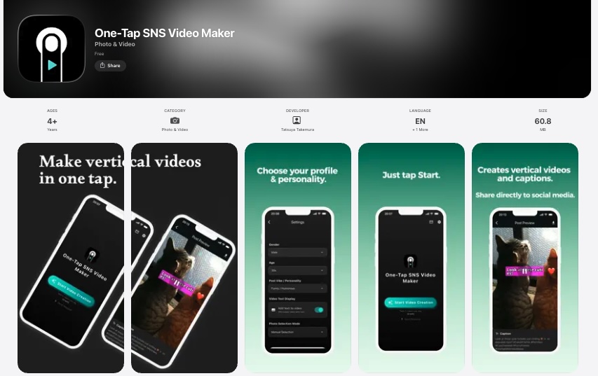 One Tap SNS Video Creator